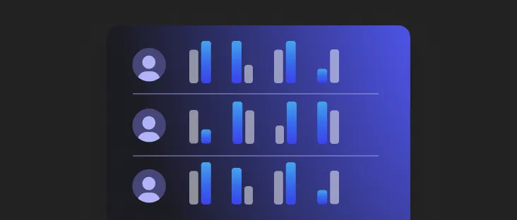 Abstract visualization of users with statistics