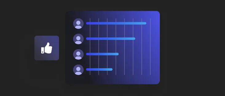 Abstract visualization of an overview of users who react the most