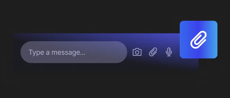 Button that users can use to share files in their chat message