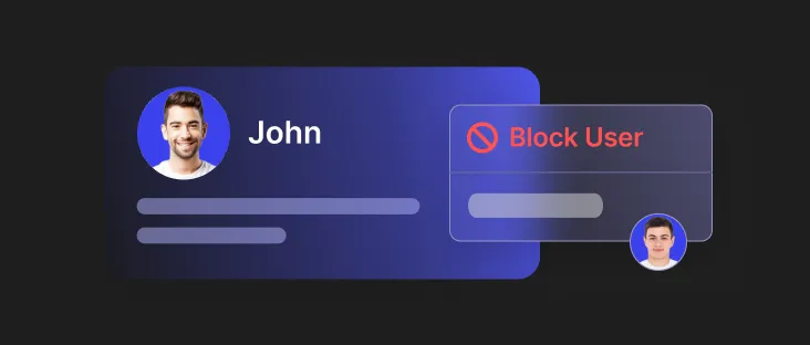User interface of user blocking feature