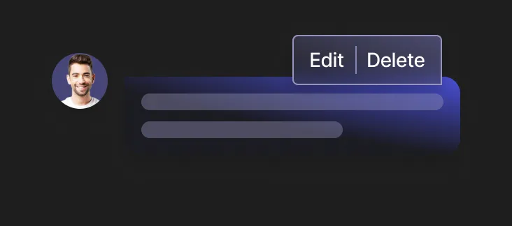 Buttons for editing or deleting a comment