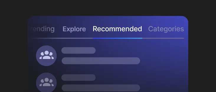 An overview of app communities that are recommended to the users