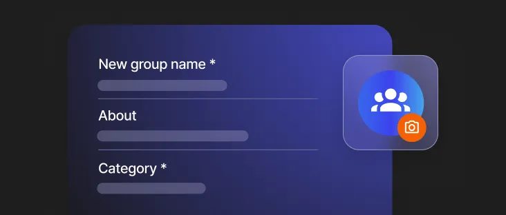Input fields that users have to fill in to create a group