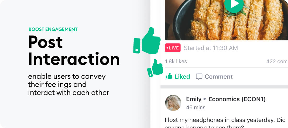 Post interaction enable users to convey their feelings and interact with each othert