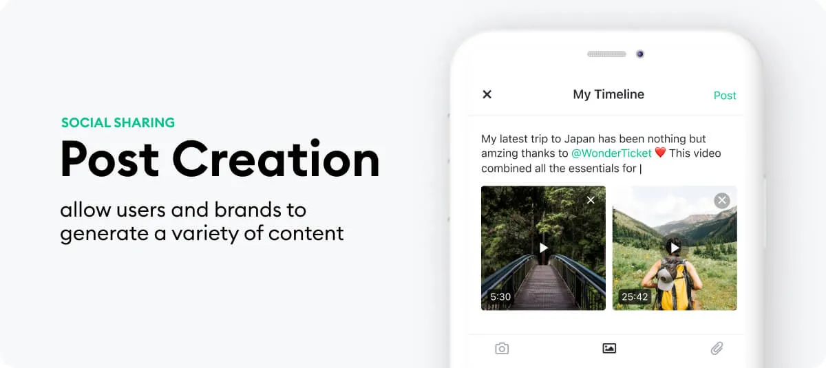 Post Creation allow users an brands to generate a variety of content