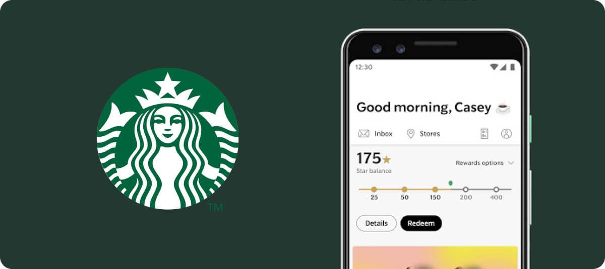Starbucks app showing Star balance