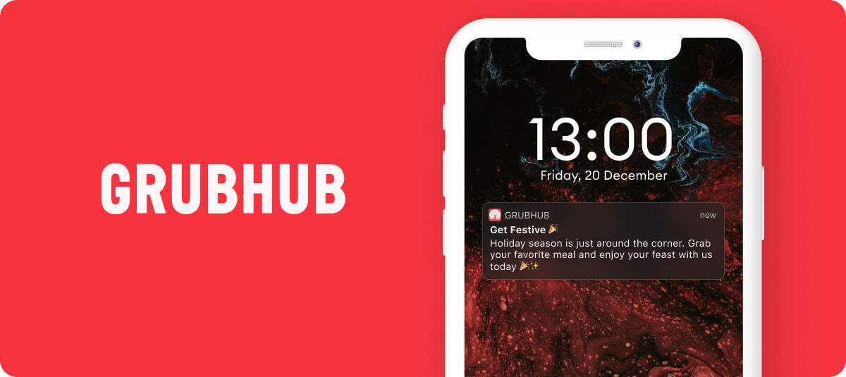 Grubhub send a notification to a users phone