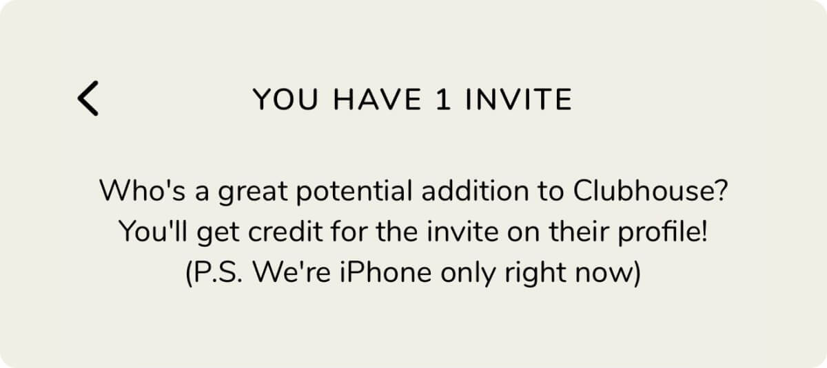 Clubhouse application invitation