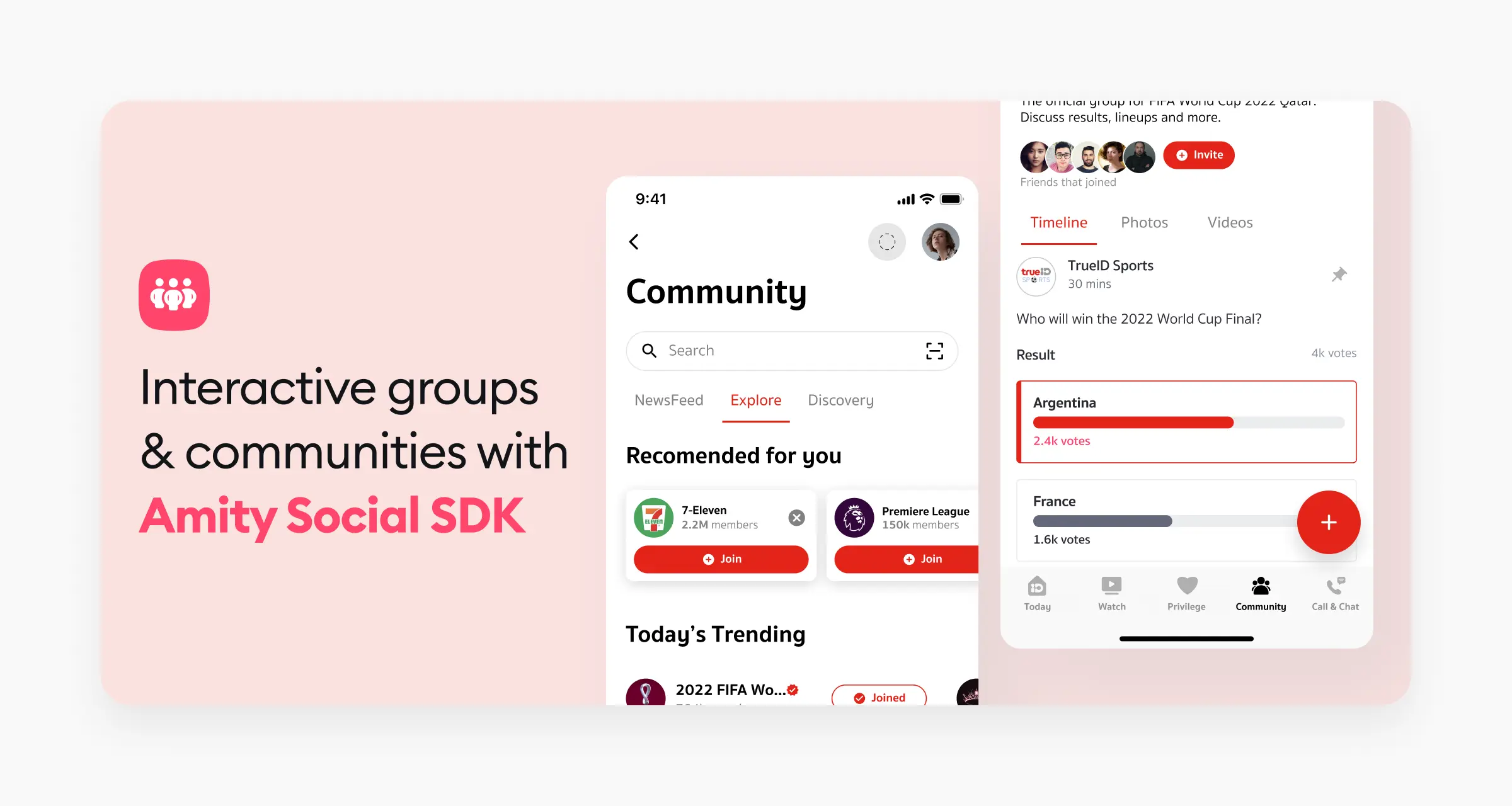 Interactive groups and communities made with social.plus Social SDK
