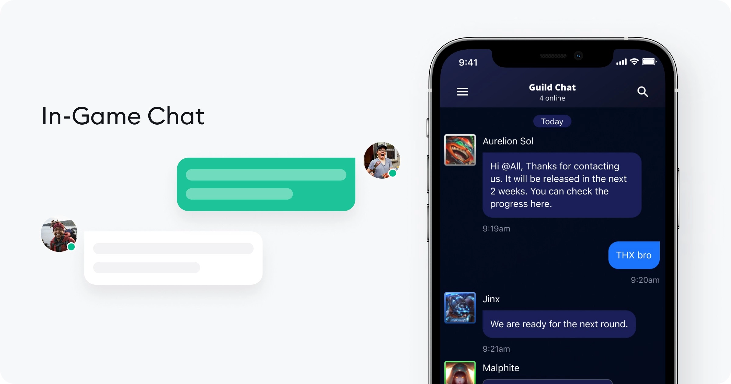 An example of an in-game chat on a mobile device
