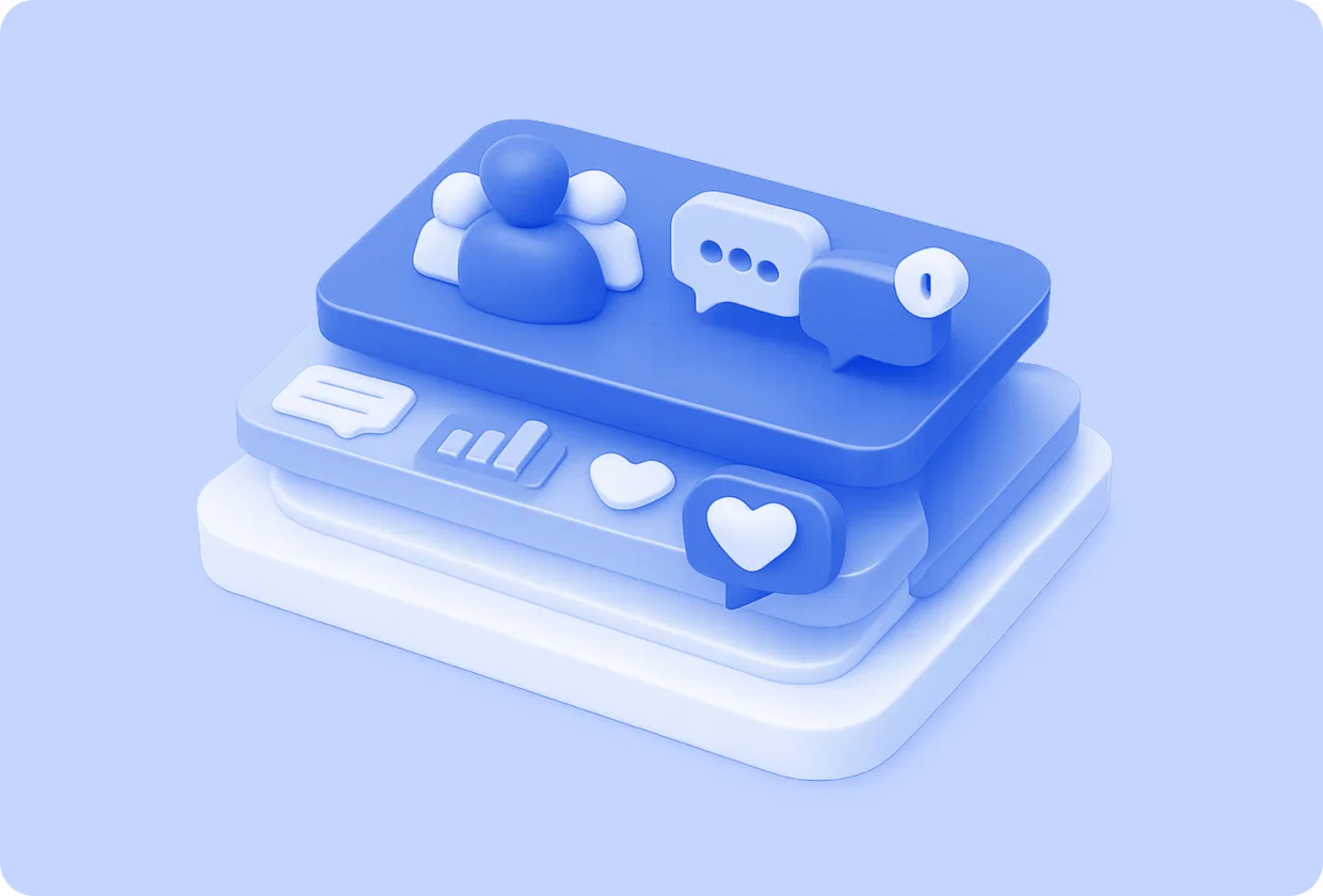 Abstract visualization of adding community features to apps