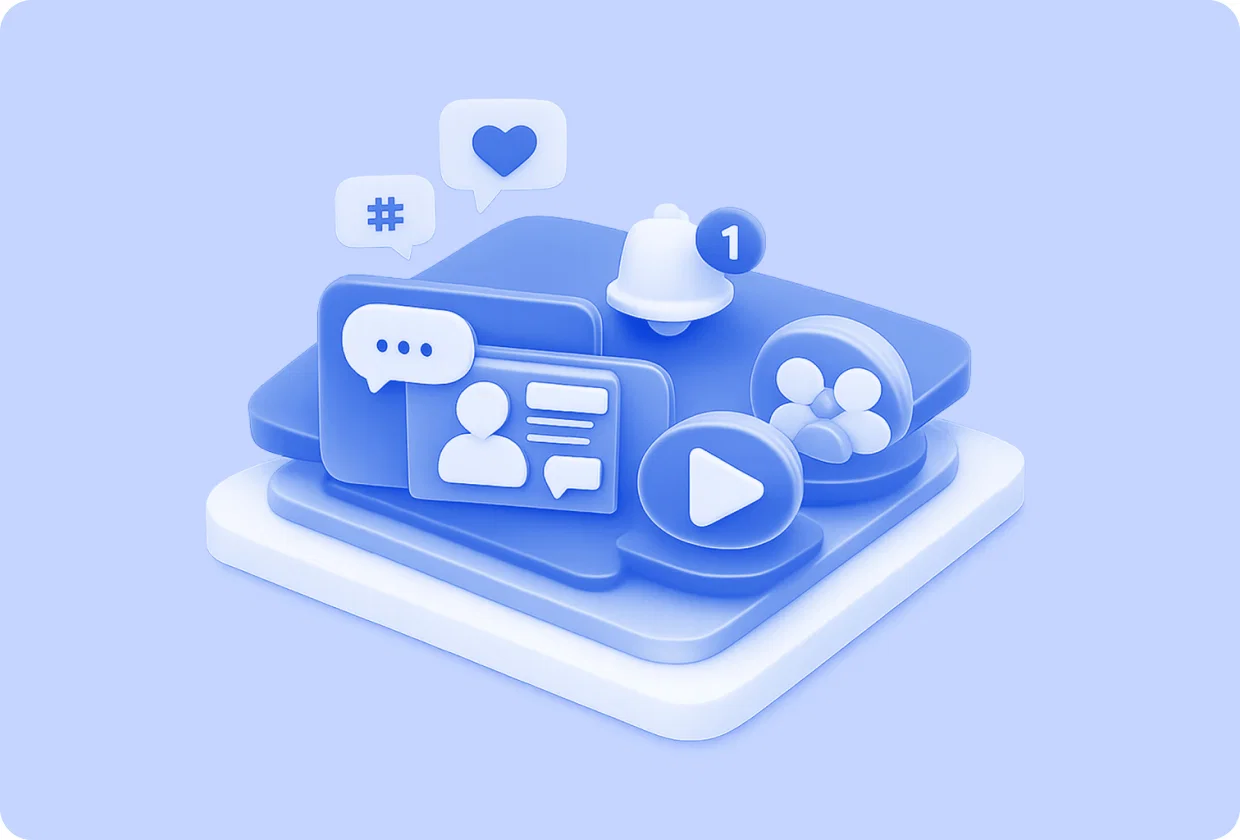 Abstract visualization of embedding social community features in apps