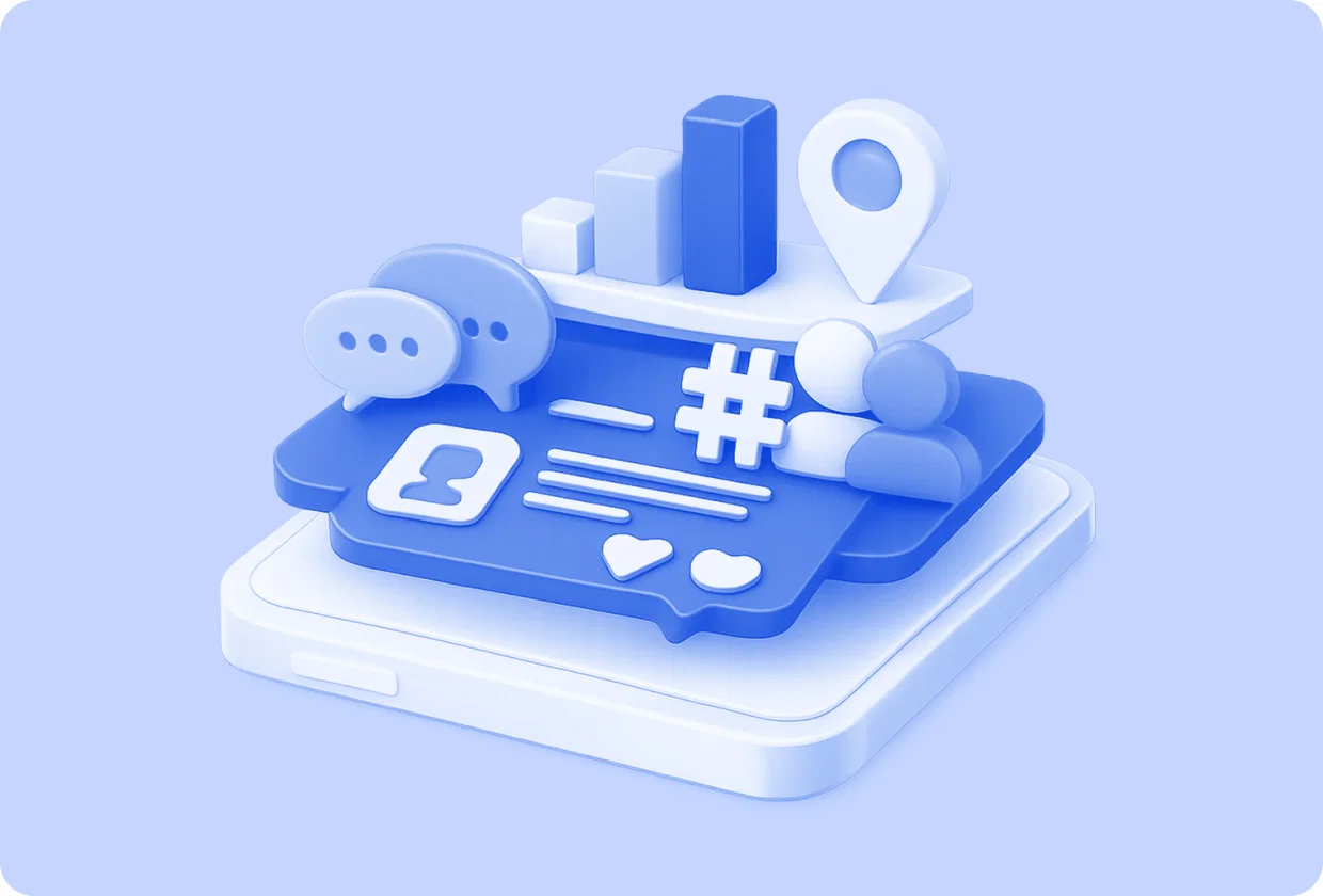 Abstract visualization of embedding white-label social network modules in mobile apps