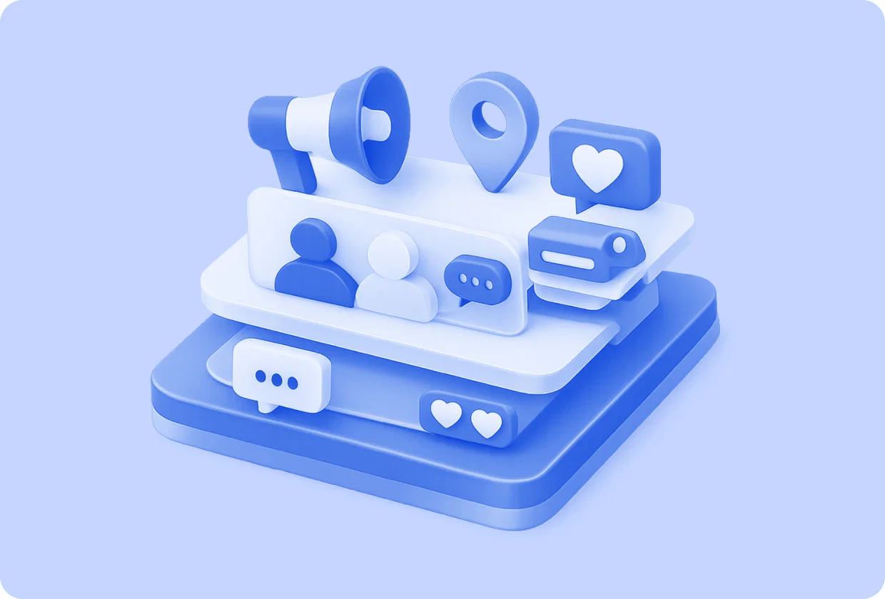 Abstract visualization of implementing a digital community inside apps