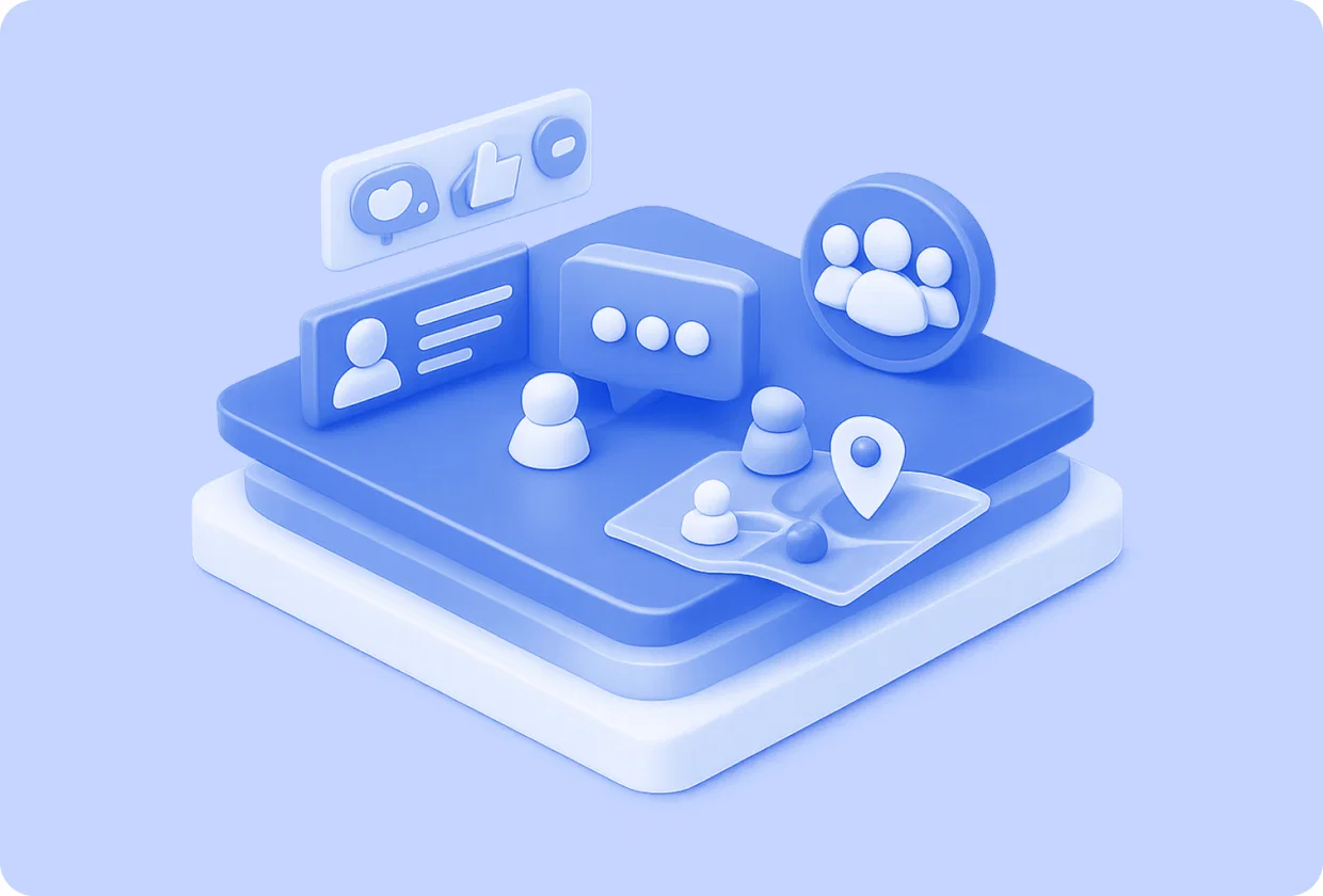 Abstract visualization of community social network inside apps