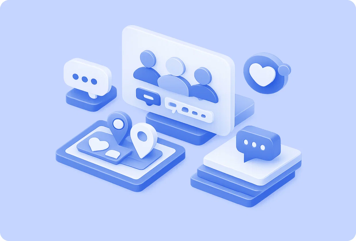 Abstract visualization of implementing a digital community in apps