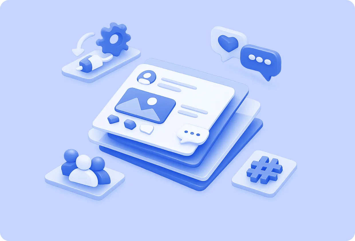 Abstract visualization of social feed implementation and infrastructure