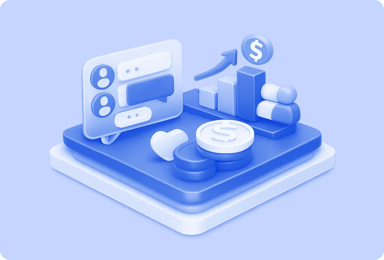 Abstract visualization of community monetization strategies