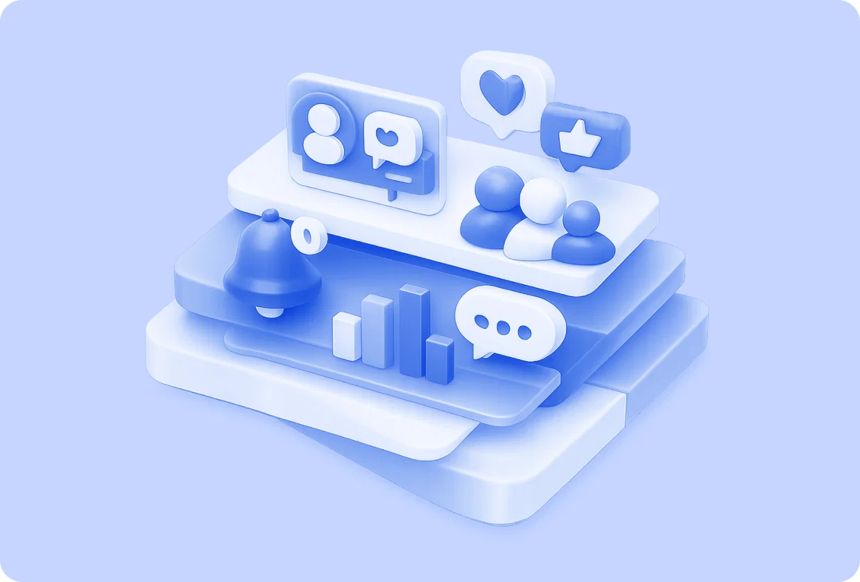 Abstract visualization of community engagement with built-in social features