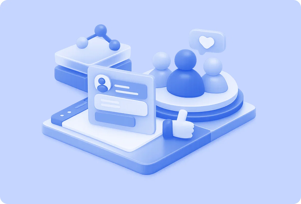 Abstract visualization of white-label community integration into an app