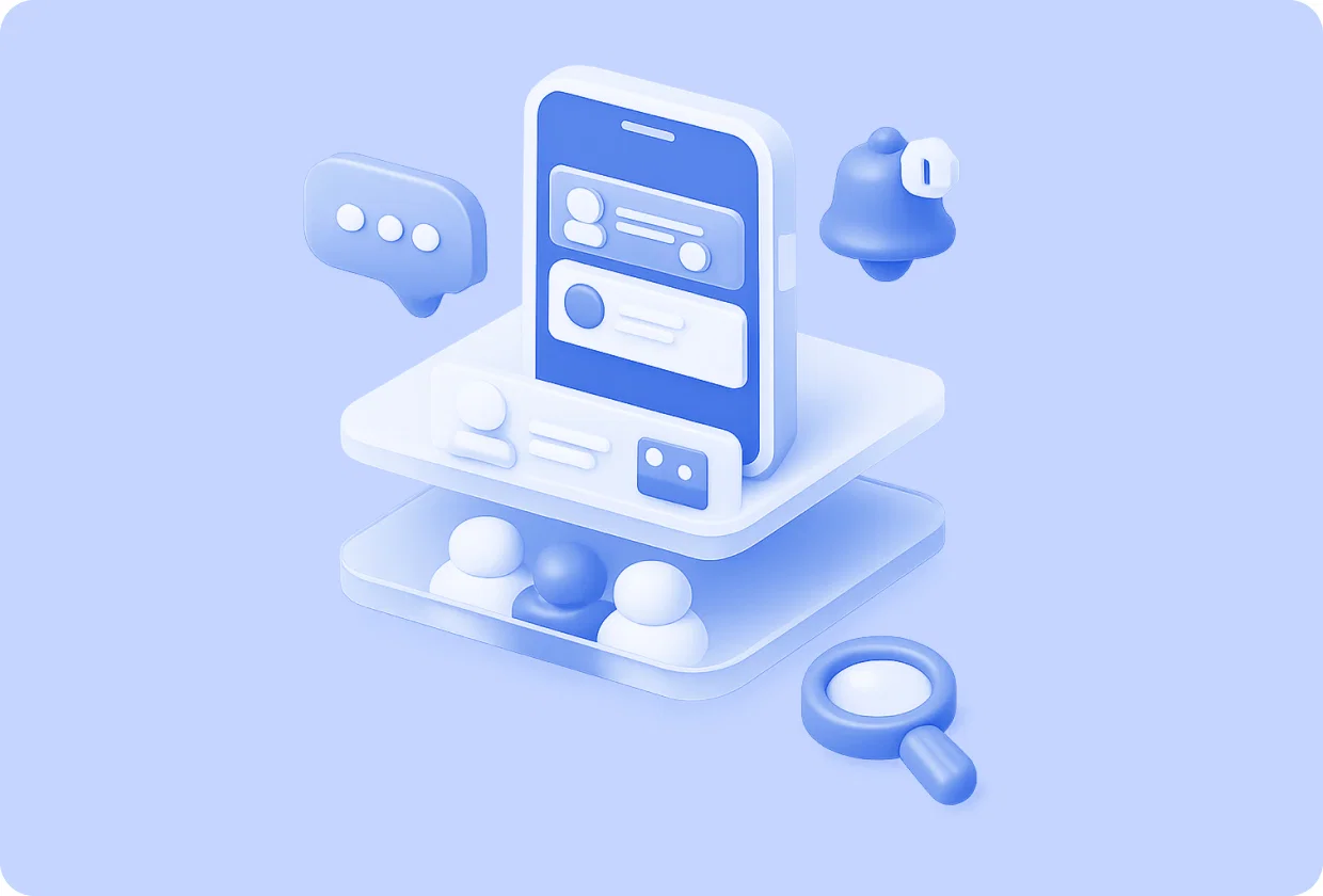 Abstract visualization of integrating activity feeds into a mobile app