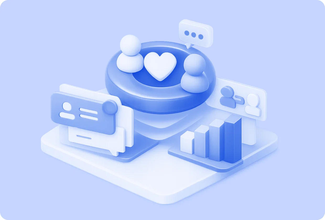 Abstract visualization of integrating social features into an app