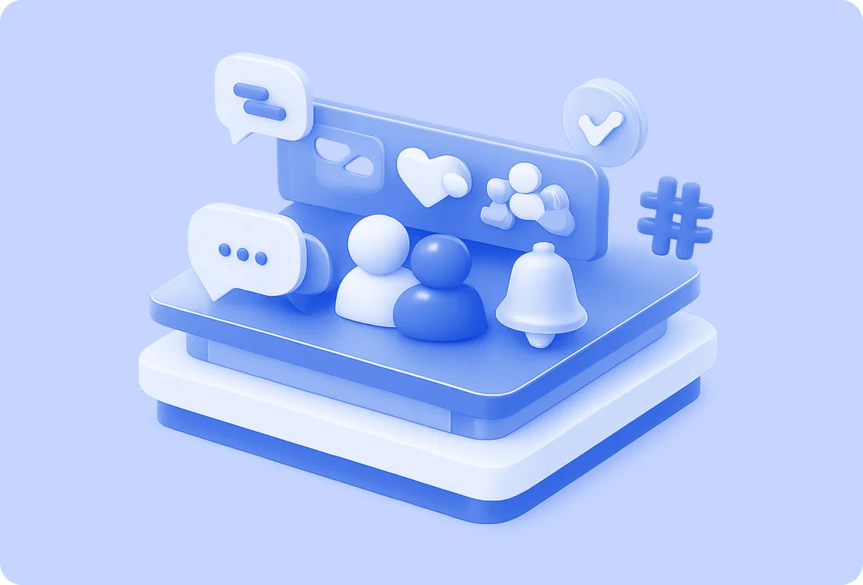 Abstract visualization of a platform to build community features in apps