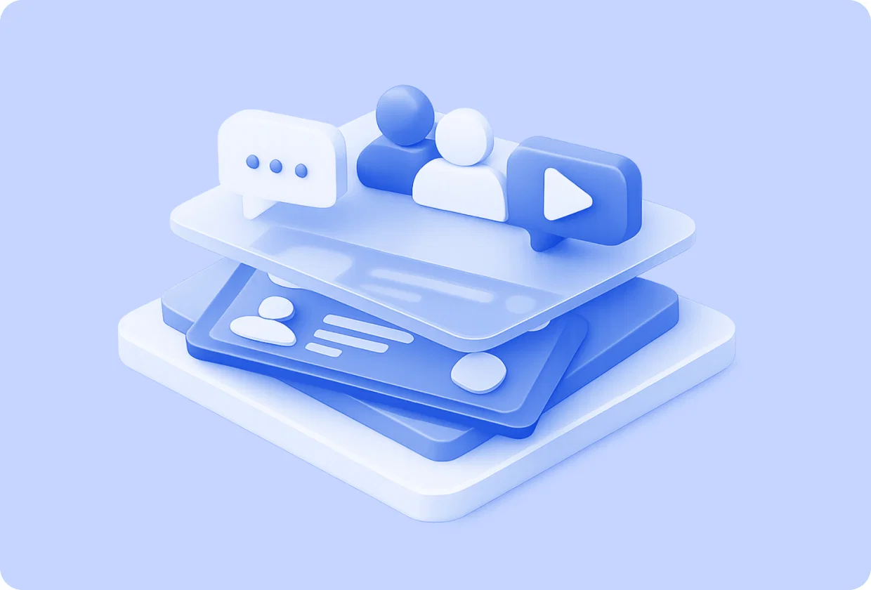 Abstract visualization of embedding social community features inside apps