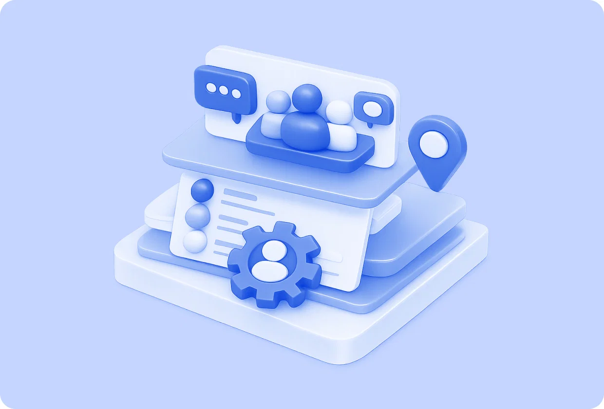 Abstract visualization of tool for implementing a digital community in apps