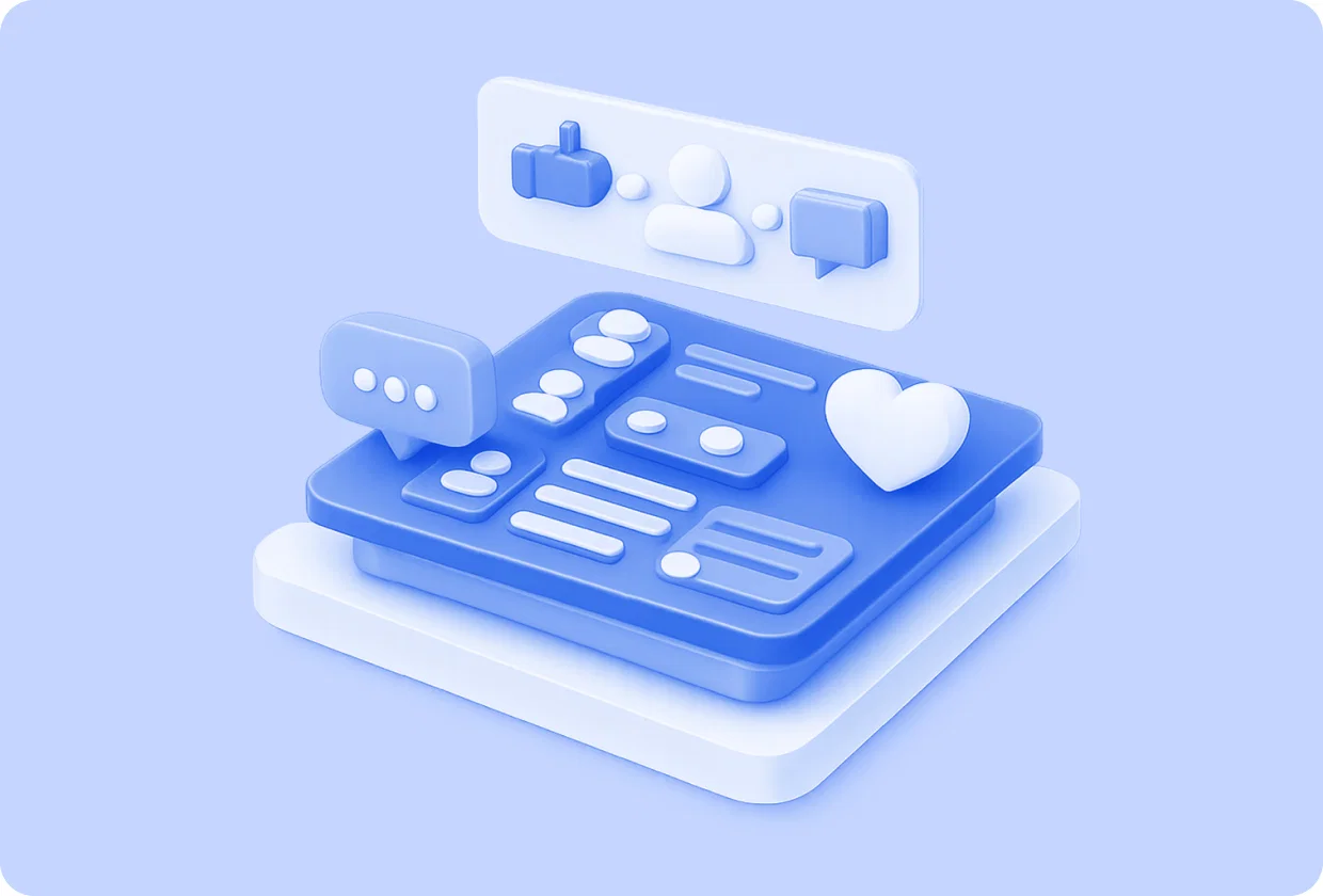 Abstract visualization of social network components in apps