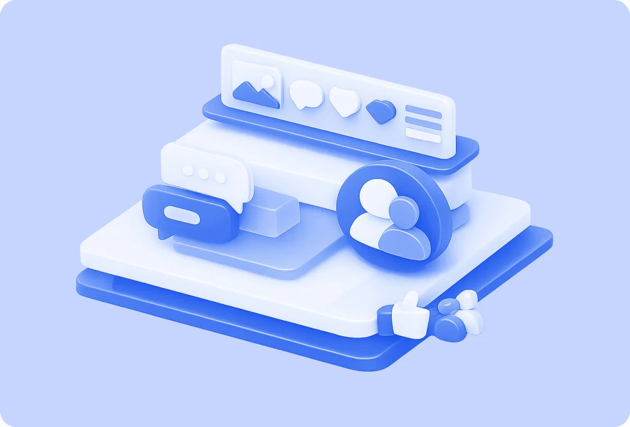 Abstract visualization of platform for integrating full social functionality into apps