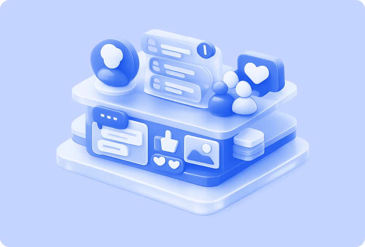 Abstract visualization of custom in-app social network platforms