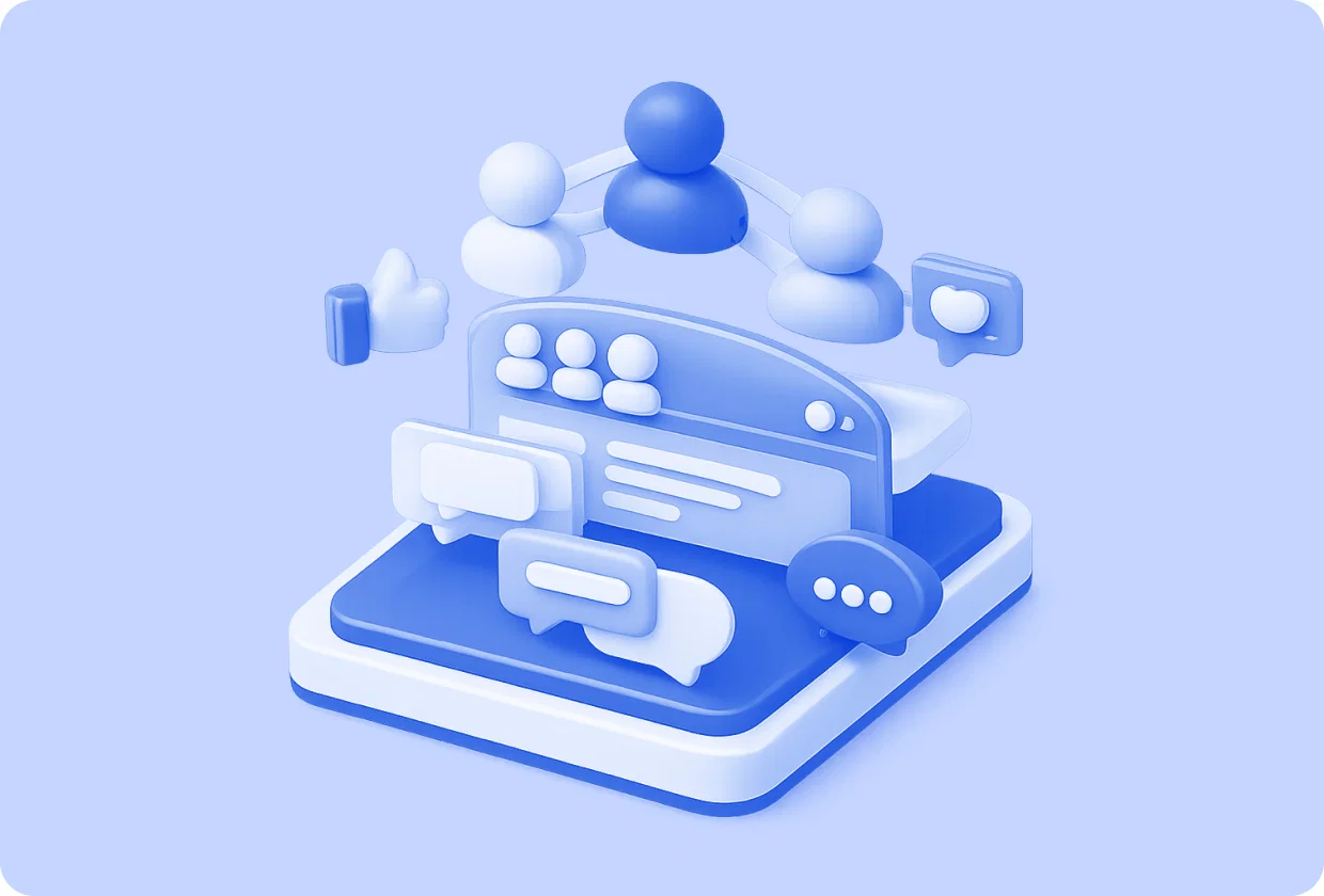 Abstract visualization of embedding social community features in apps