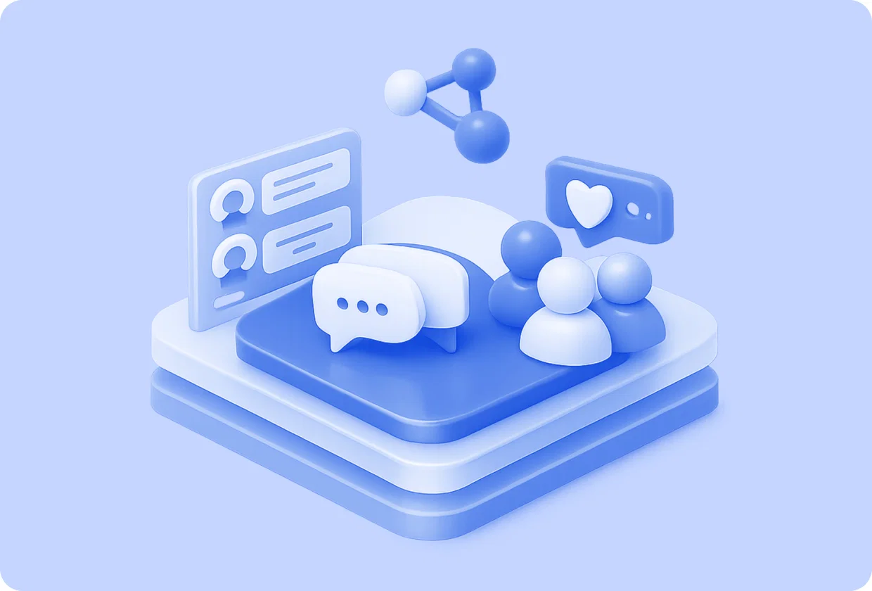 Abstract visualization of in-app community solutions