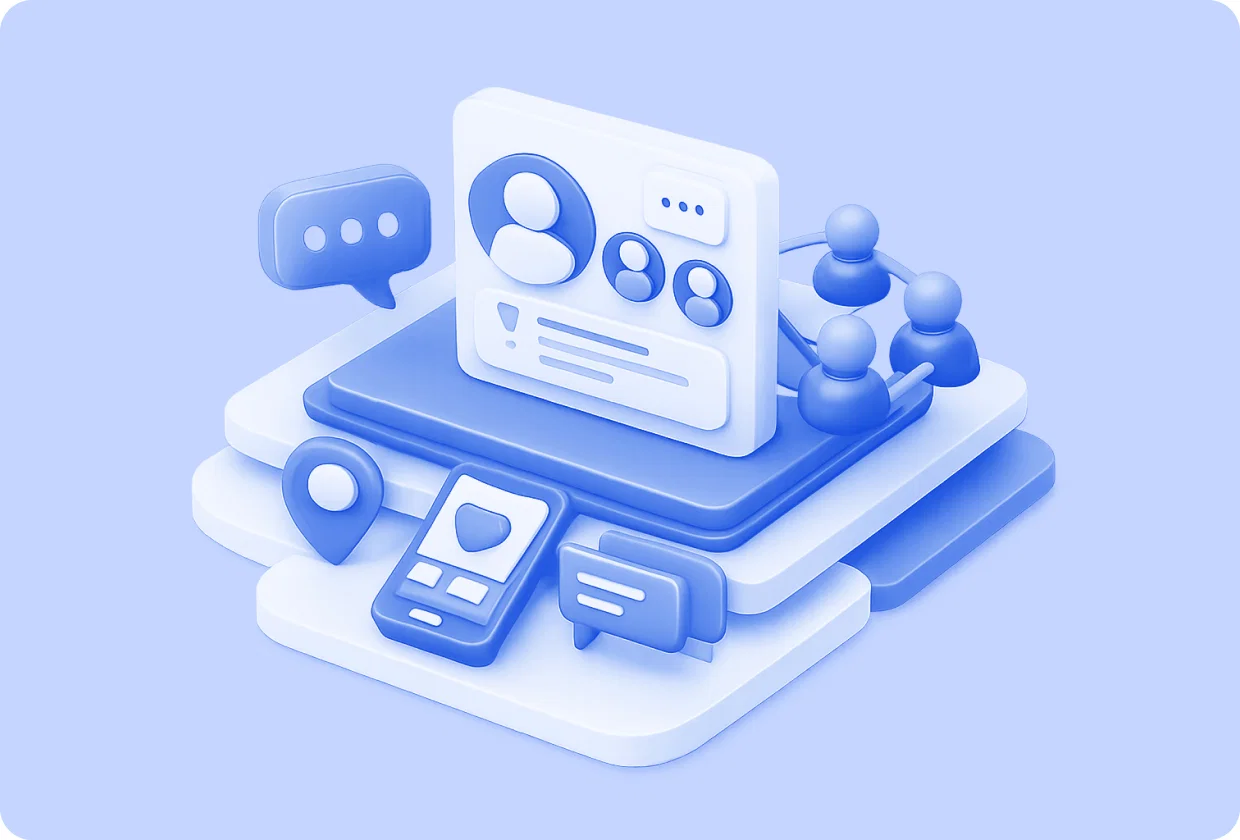 Abstract visualization of community social network inside apps