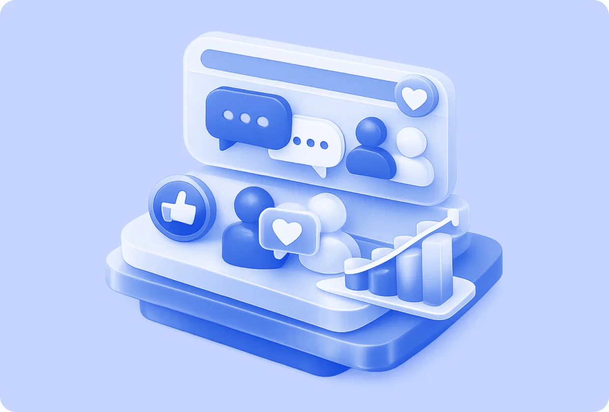 Abstract visualization of building community features in apps