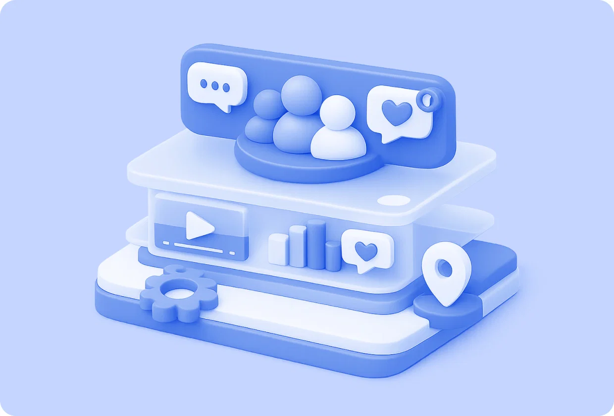 Abstract visualization of platform for developing community experiences inside apps