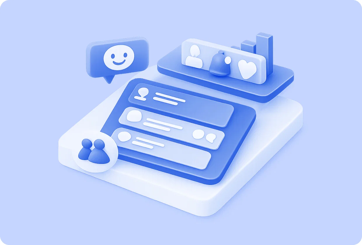 Abstract visualization of adding activity feeds to apps