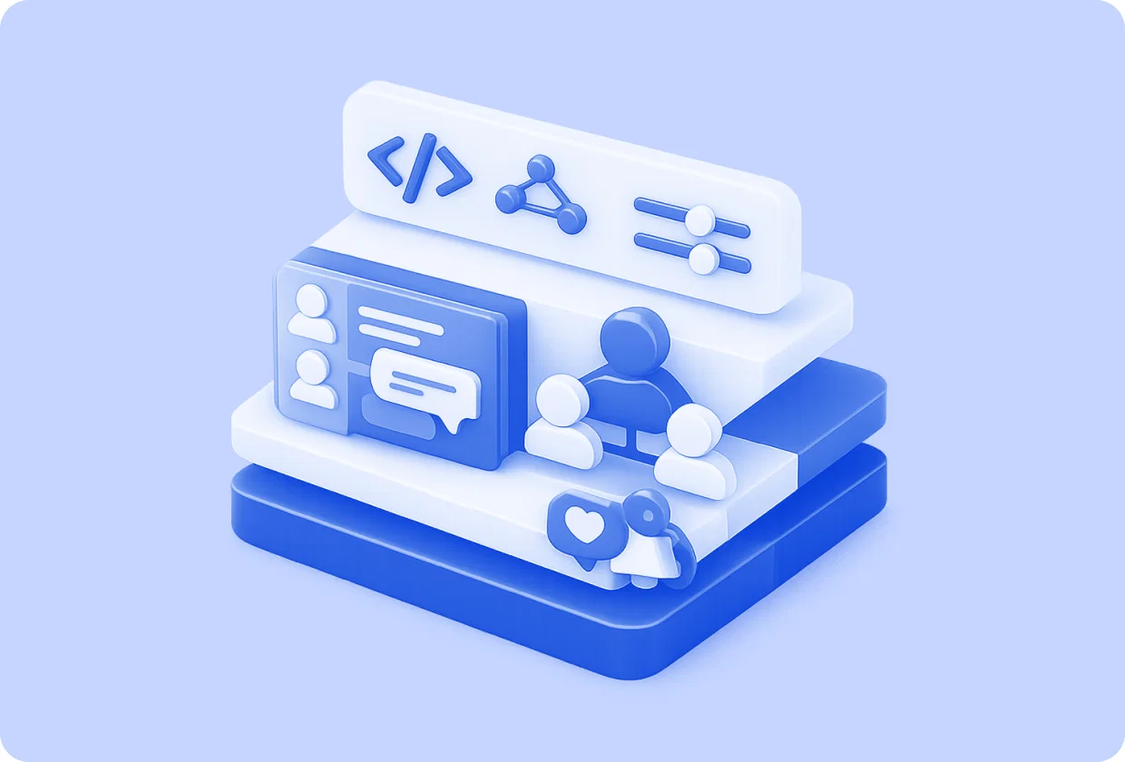 Abstract visualization of API for building community features in apps