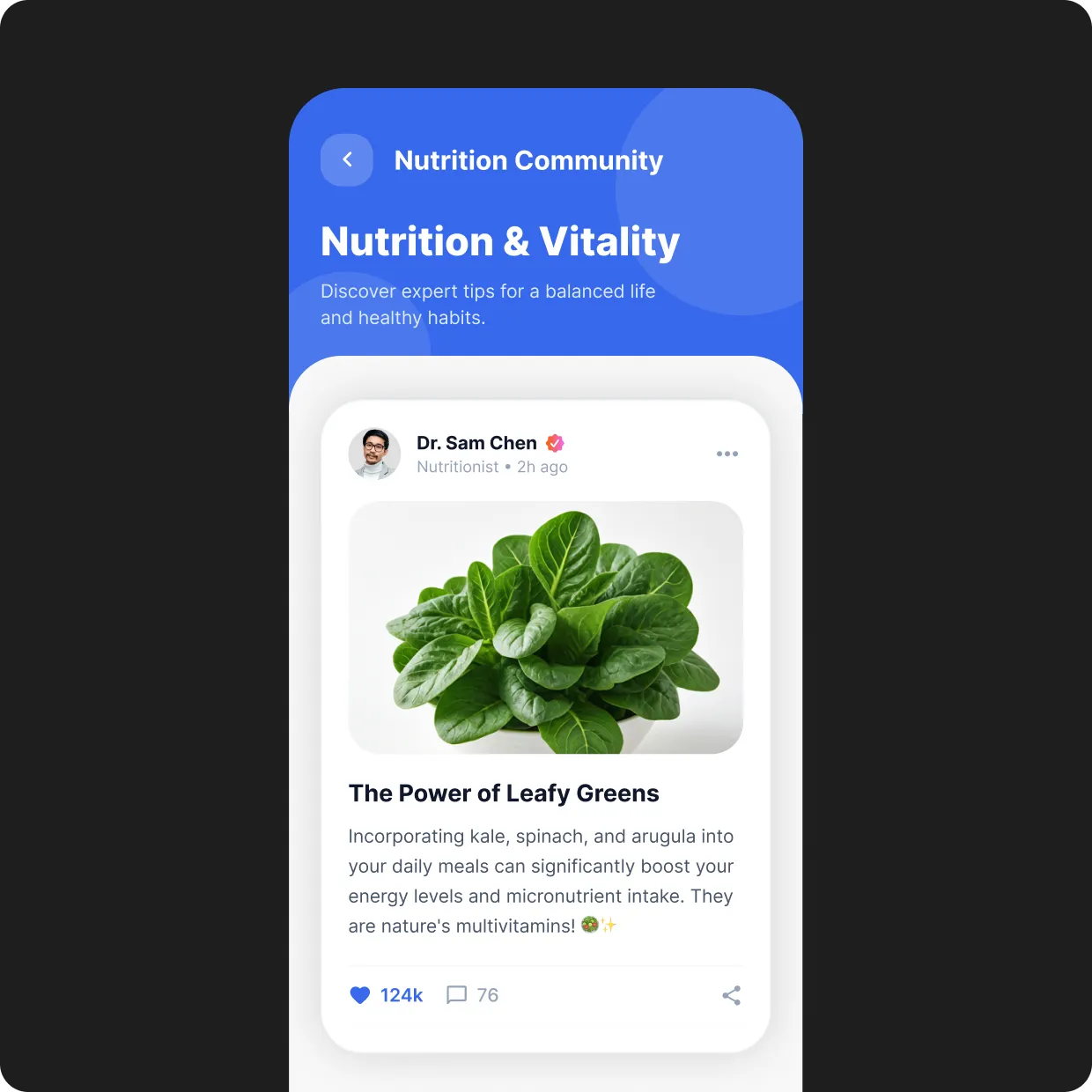 Supportive spaces for users to discuss habits, goals, recipes, and progress together.
