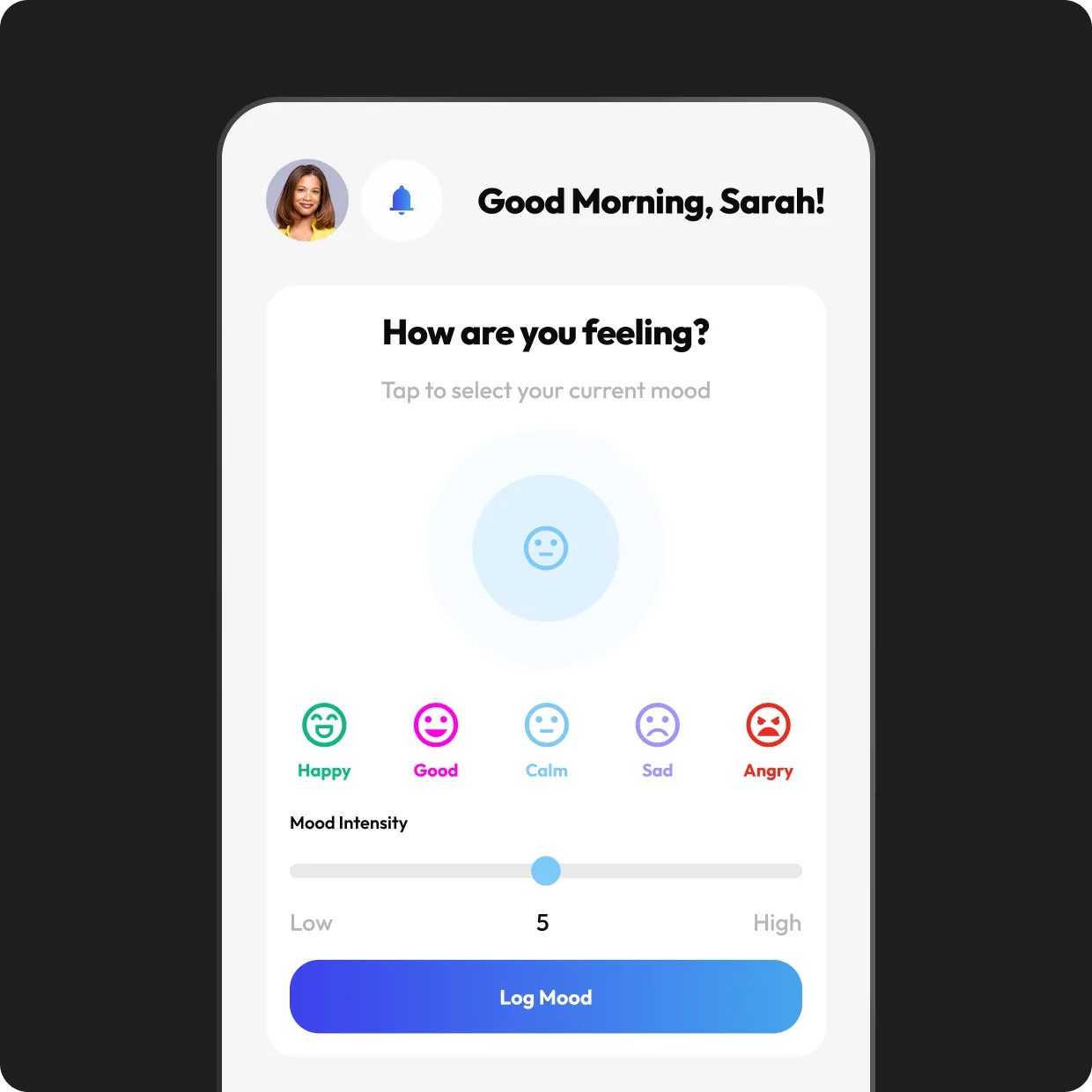 Quick questions about mood, energy, or habits.