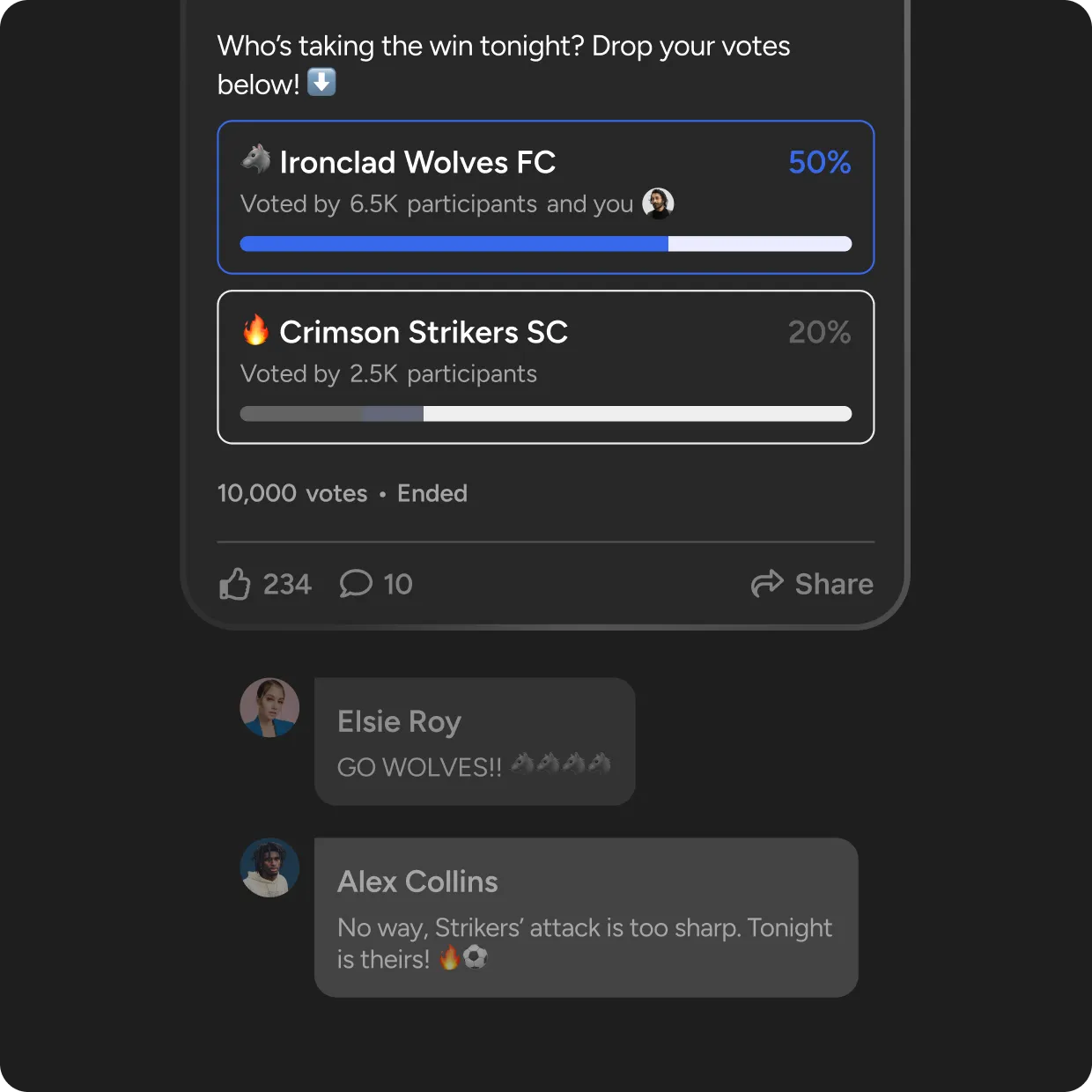 Fans predict outcomes or key moments.
