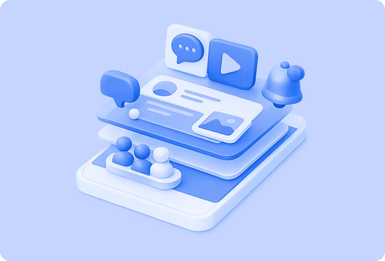 Abstract visualization of social feeds in mobile apps