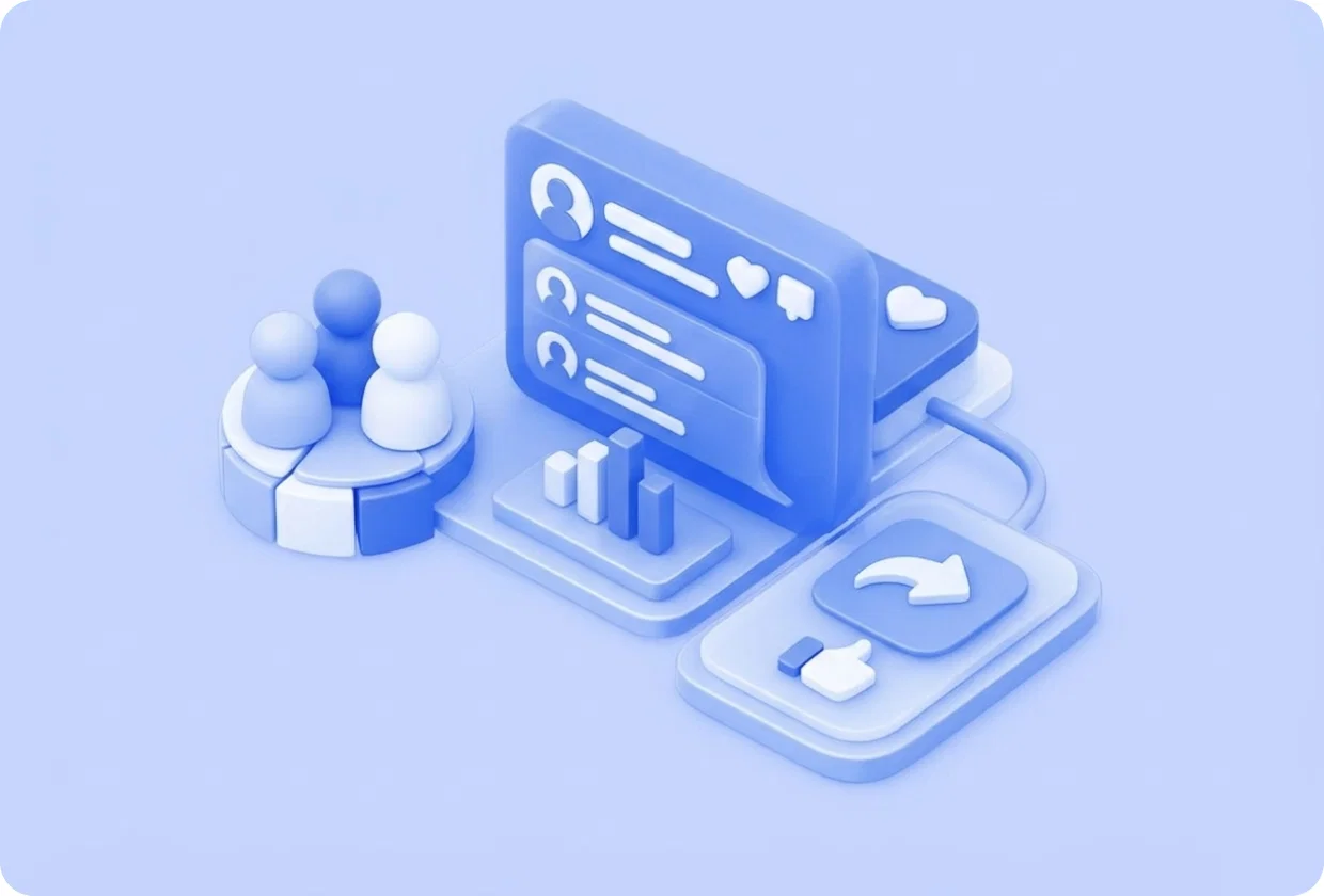 Abstract visualization of embedding social feeds directly inside your app