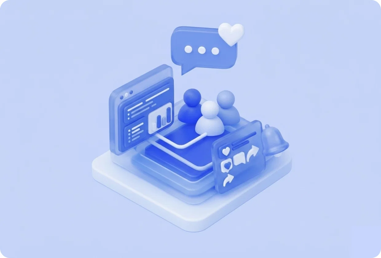 Abstract visualization of API for Building Social Features in Apps