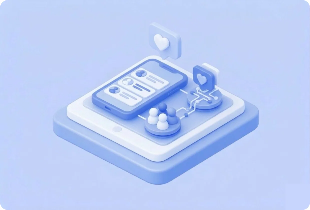 Abstract visualization of API for Embedding White-Label Social Networks in Apps