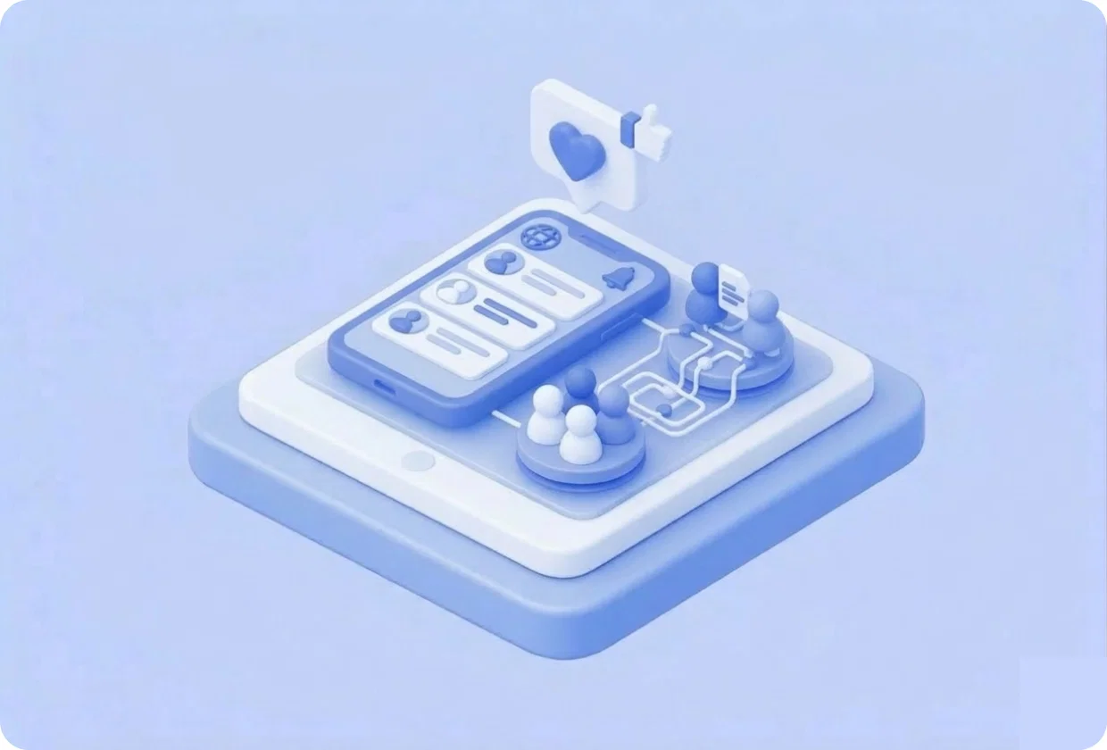 Abstract visualization of API for Integrating Complete Social Features into Apps