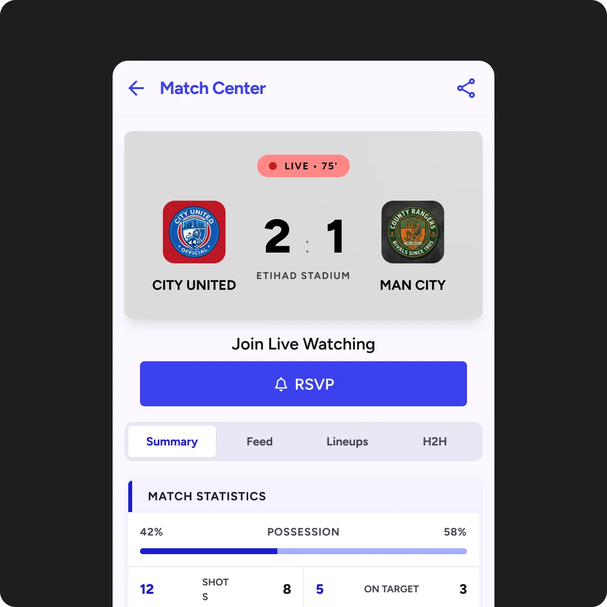 Bring fans together for games, watch parties, or celebrations.