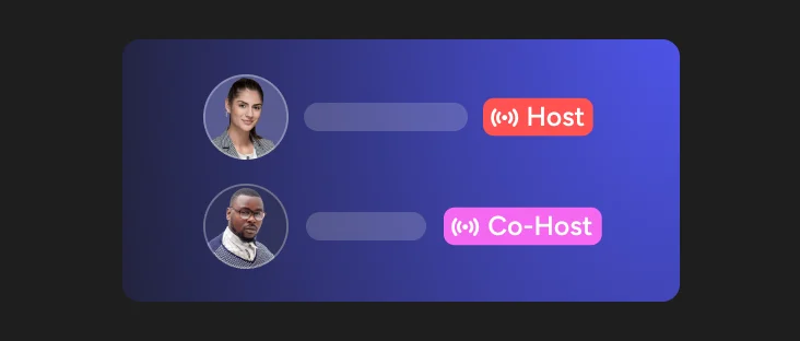 Abstract visualization of a host and co-host.