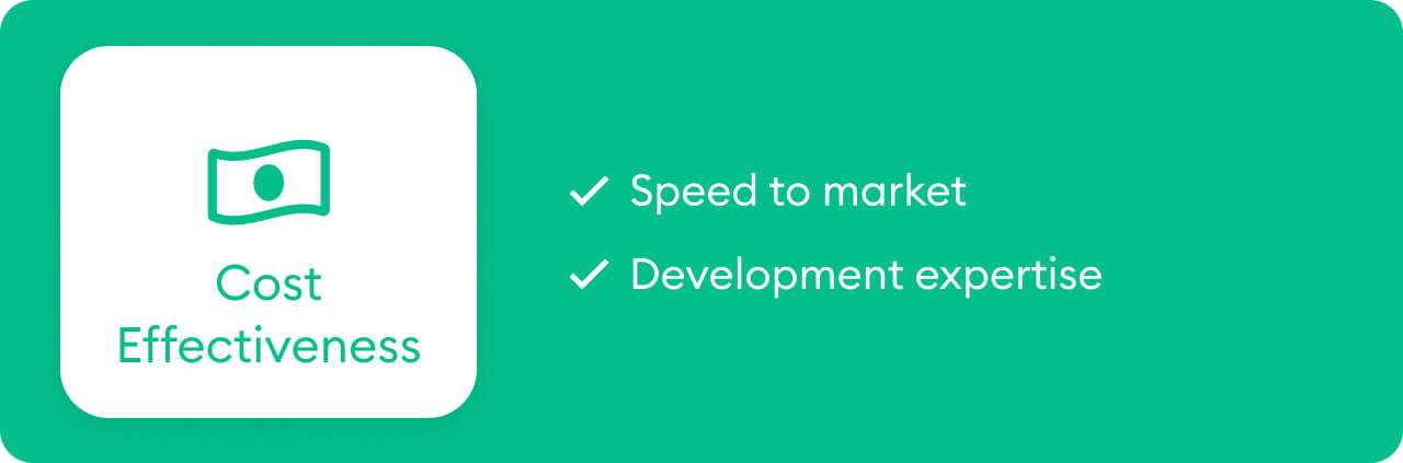 Cost effectiveness: speed to market, and development expertise